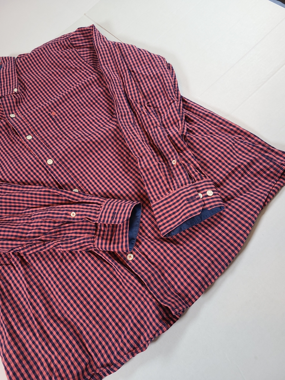 Izod Men's Slim Fit Red Check Long-Sleeve Button-Down Shirt One Pocket Logo XXL - Picture 7 of 13
